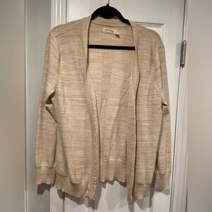 Faded Glory Size XXL Oatmeal Beige Long Sleeve Open Front Ribbed Knit Cardigan